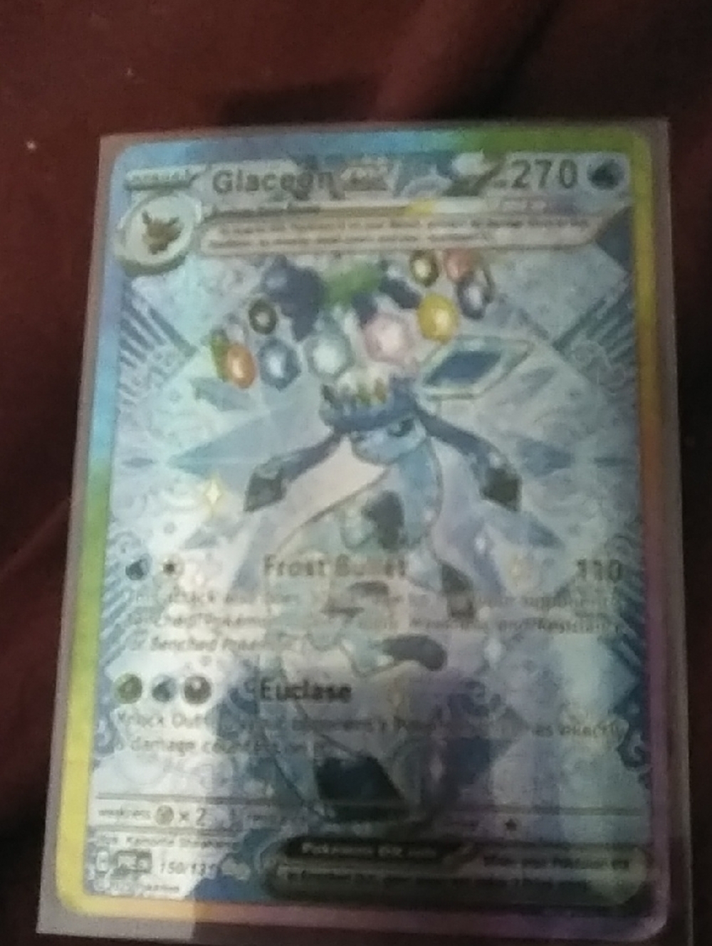 Pokemon Glaceon Ex Holographic Trading Card - Blue, White, Yellow